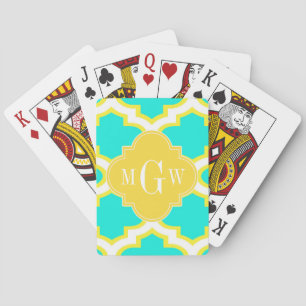 Baralho Brt Aqua Yellow Whatrefoil 3 Monograma Inicial