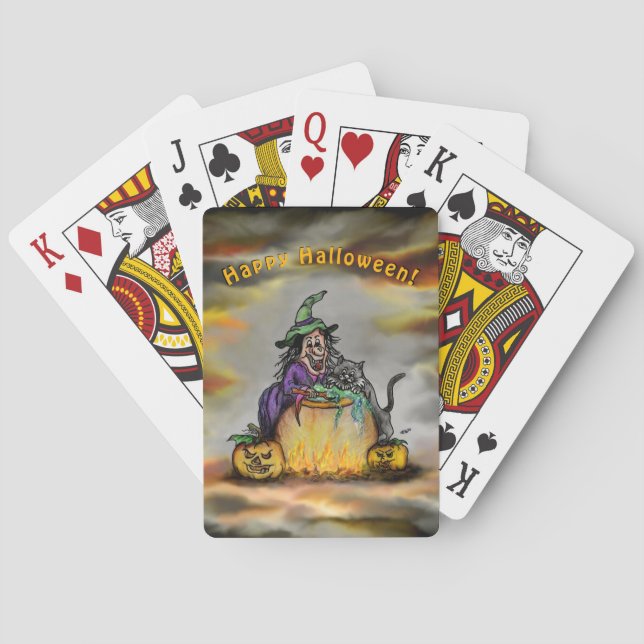 Baralho Bruxa e Gato Negro, Feliz Halloween! (Verso)