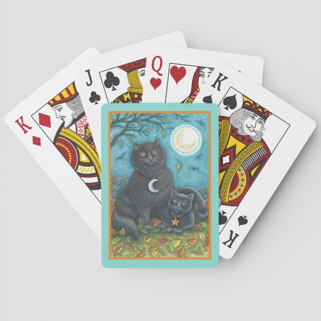 BARALHO BUBO E PYEWACKET GATOS NEGROS, HALLOWEEN FOLK ART (Verso)