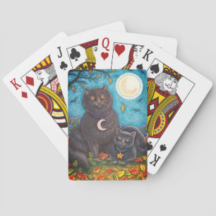 BARALHO BUBO E PYEWACKET GATOS NEGROS, HALLOWEEN FOLK ART
