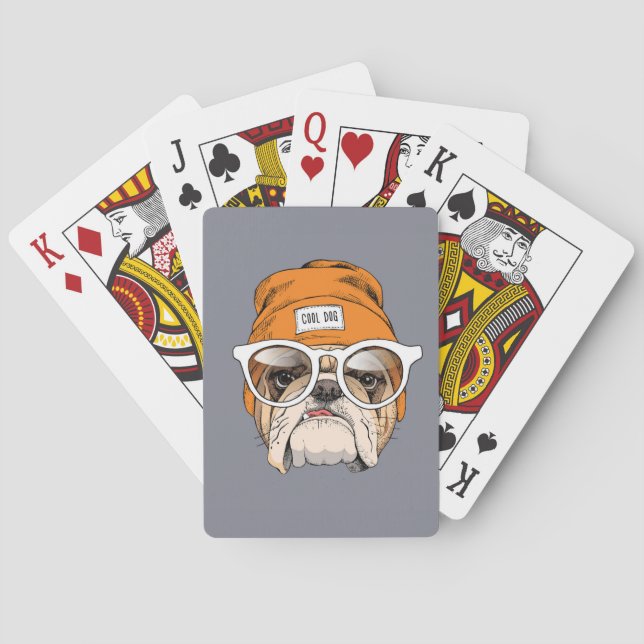 Baralho Buldogue legal do hipster (Verso)