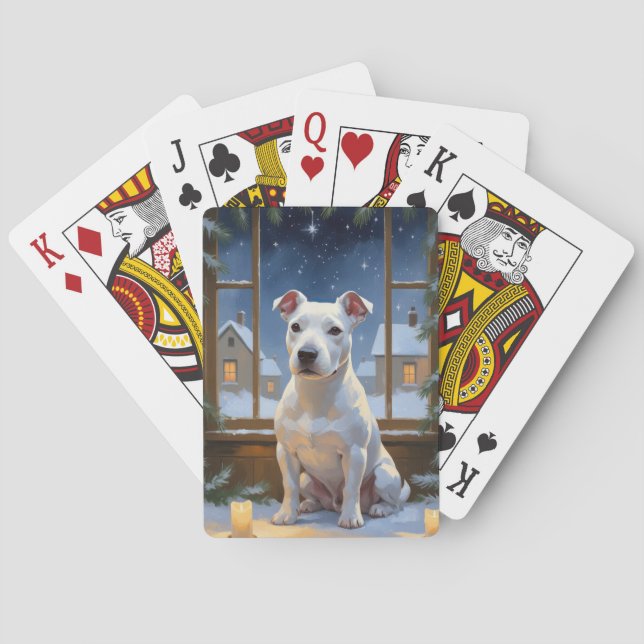 Baralho Bull Terrier com Luzes de Natal Feriado (Verso)