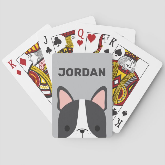 Baralho Bulldog Francês Bonito com Nome Personalizado (Verso)