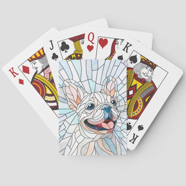 Baralho Bulldog Francês - Frenchie - mosaico pastel (Verso)