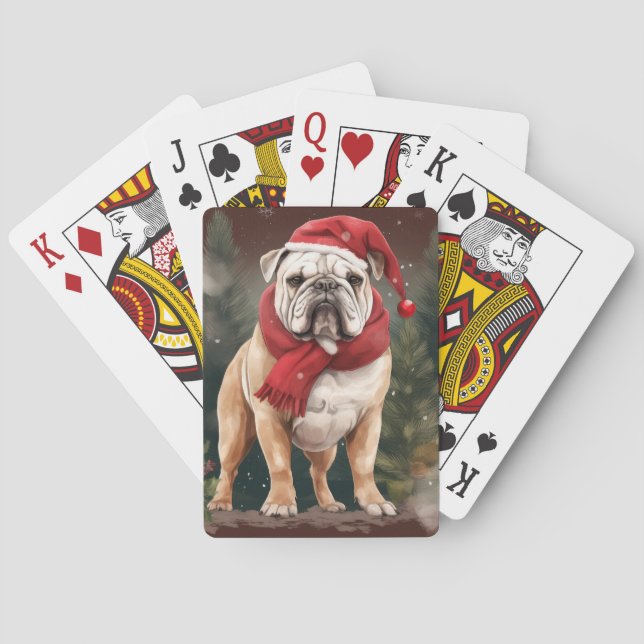 Baralho Bulldog na Neve Natal (Verso)