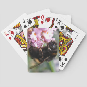 Baralho Bumblebee Ocupado e Flores Rosa Jogando Cartões