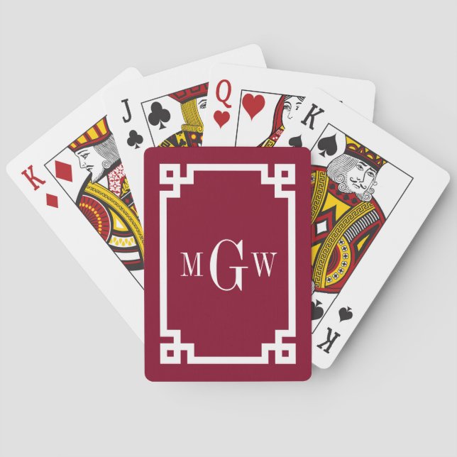 Baralho Burgundy White Grega Chave 2 Frames 3 Init Monogra (Verso)