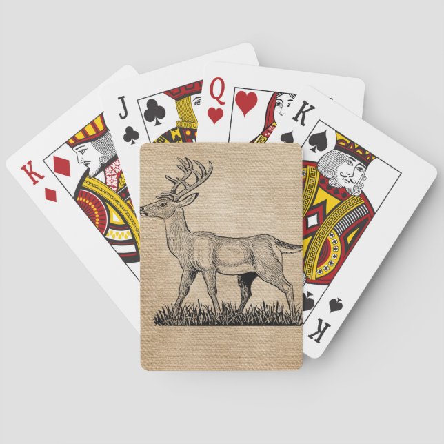 Baralho Burlap Deer Buck Horns Fundo Russo (Verso)