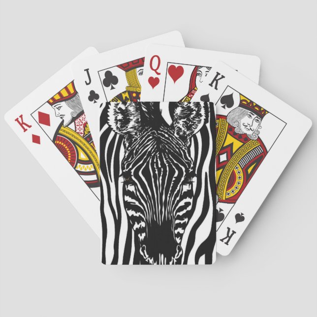 Baralho Cabeça de Zebra Única em Estampa de Zebra (Verso)
