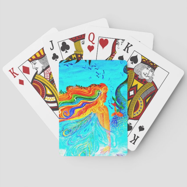Baralho cabelos arco-íris, sereia, cartas de jogar (Verso)