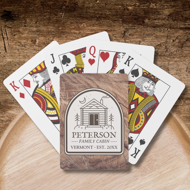 Baralho Cabina da família Madeira rustica Decor personaliz (Personalized Custom Family Cabin Playing Cards Wood Rustic)