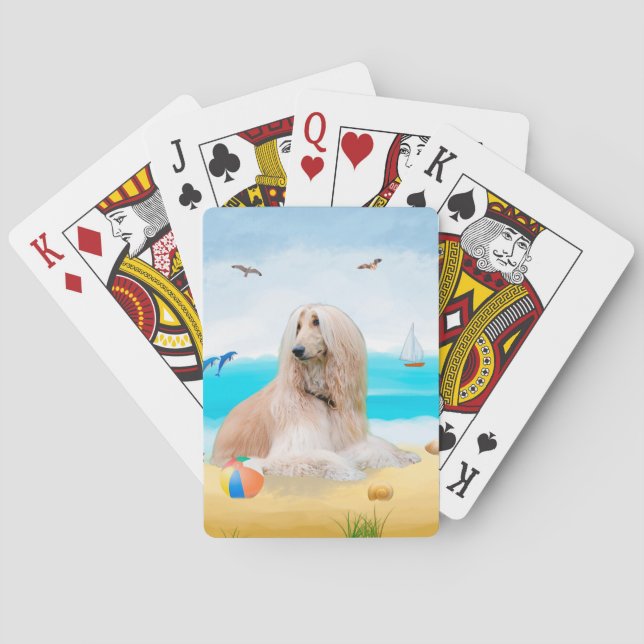 Baralho Cachorro Afghan Hound na Praia (Verso)