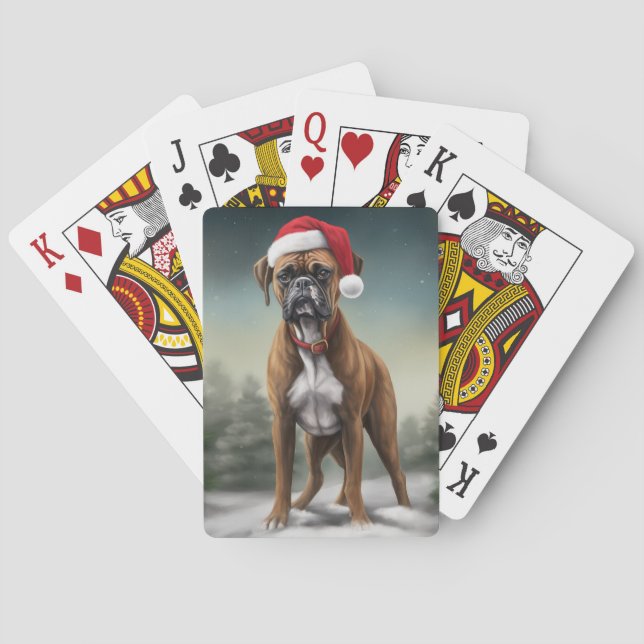 Baralho Cachorro Boxer na Neve Natal (Verso)