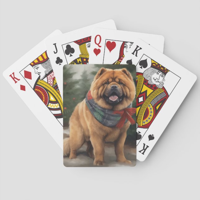 Baralho Cachorro Chow Chow na Neve Natal (Verso)
