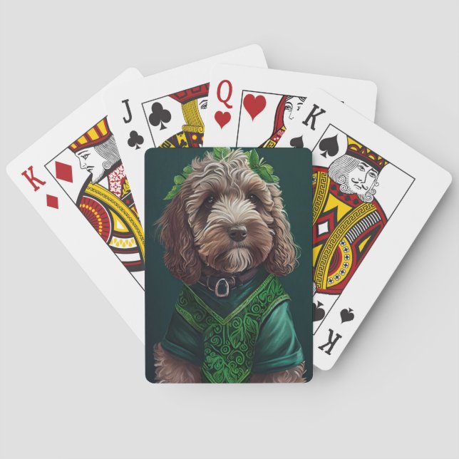 Baralho Cachorro Cockapoo vestido de Dia de São Patrício (Verso)