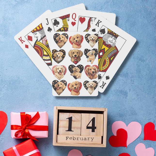 Baralho Cachorro do namorados Ouro (Loving Valentine Golden Retriever Dog Poker Cards)