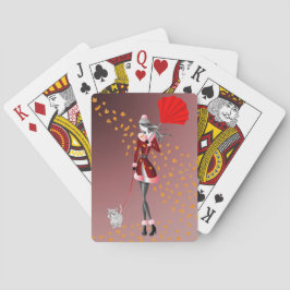 Baralho Cachorro e Dama de Outono Sai Jogando Cartões