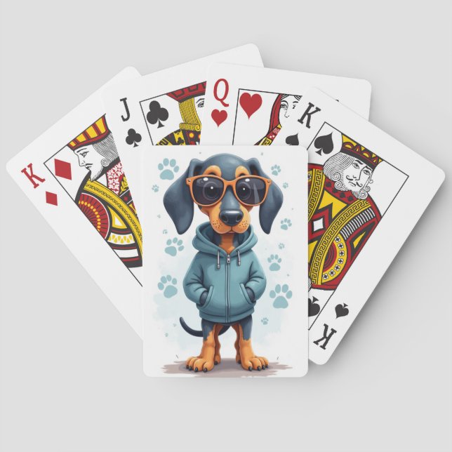Baralho Cachorro Kawaii Bluetick Coonhound Engraçado (Verso)