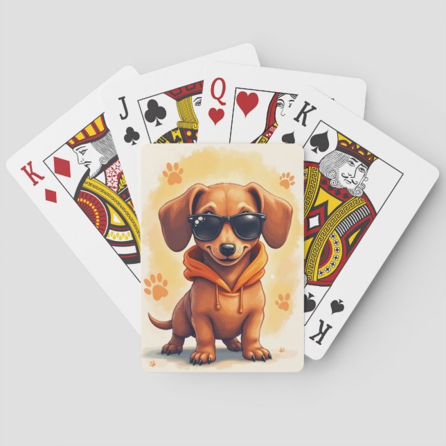 Baralho Cachorro Kawaii Dachshund Engraçado (Verso)