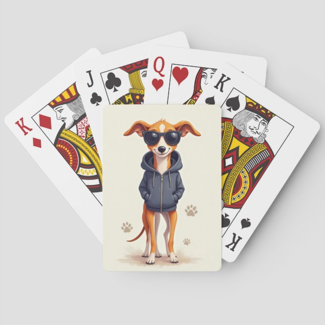 Baralho Cachorro Kawaii Galgo Engraçado (Verso)
