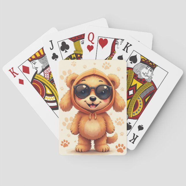 Baralho Cachorro Kawaii Goldendoodle Engraçado (Verso)