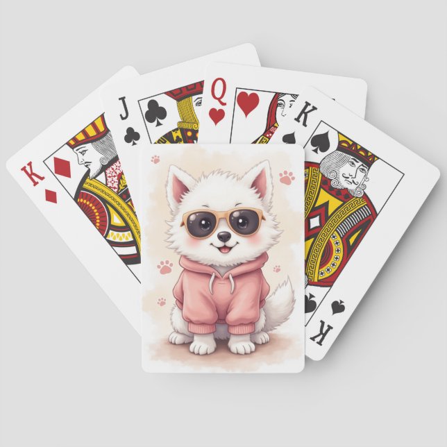 Baralho Cachorro Kawaii Samoyed Engraçado (Verso)