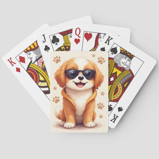 Baralho Cachorro Kawaii Spaniel Tibetano Engraçado (Verso)