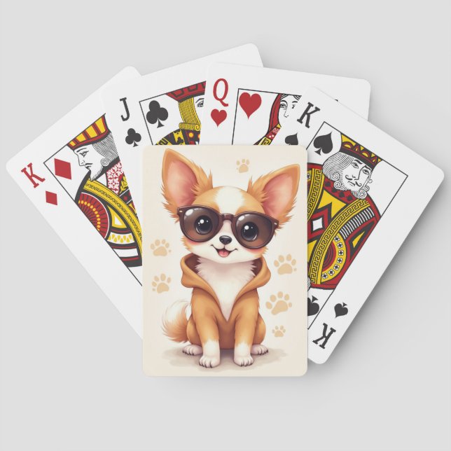 Baralho Cachorro Papillon Kawaii Engraçado (Verso)