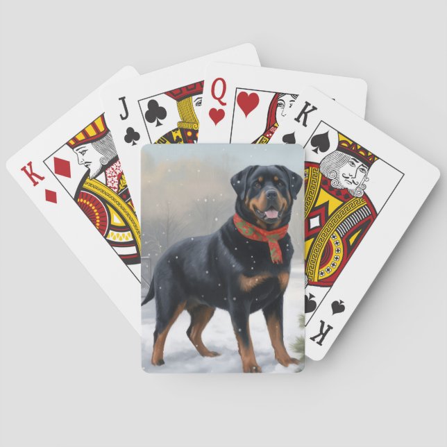 Baralho Cachorro Rottweiler na Neve Natal (Verso)