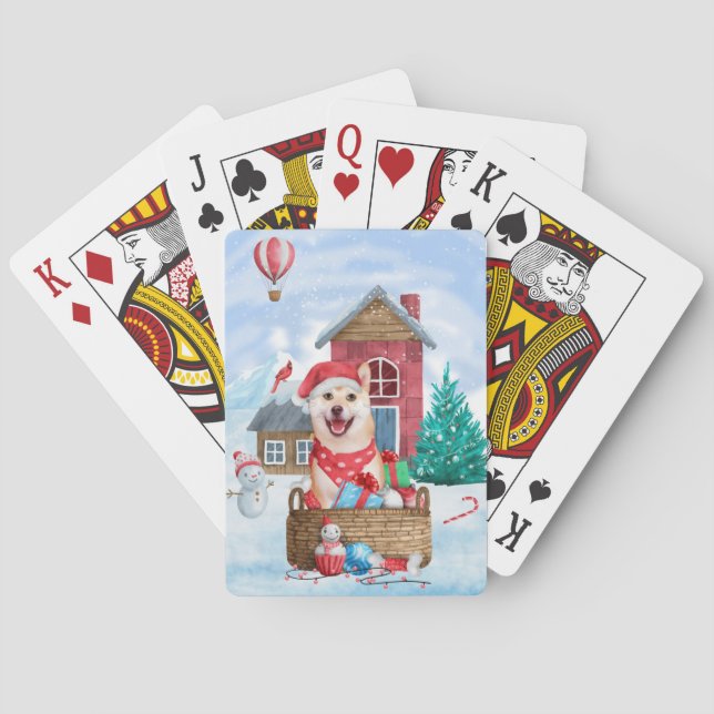 Baralho Cachorro Shiba Inu Na Casa Dos Cachorros De Natal  (Verso)