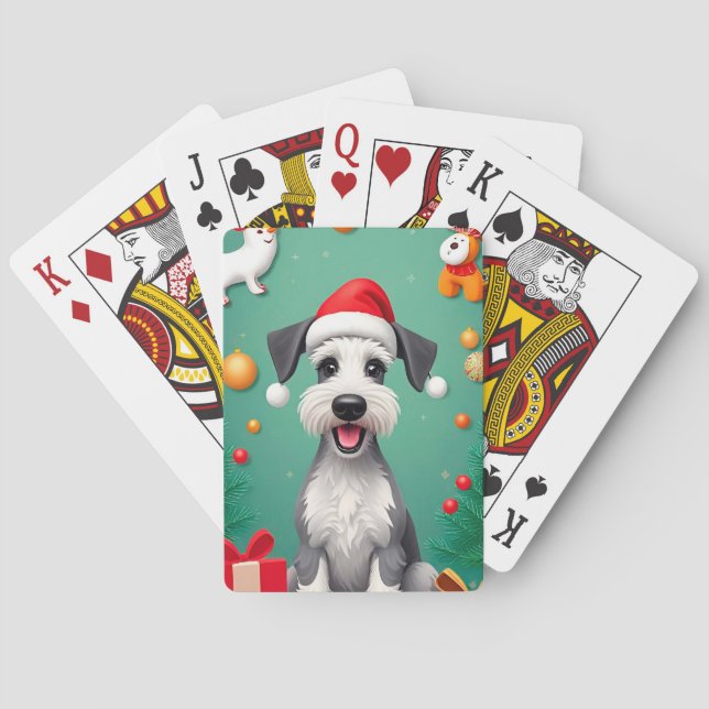 Baralho Cachorro Sorridente com Chapéu de Papai Noel (Verso)