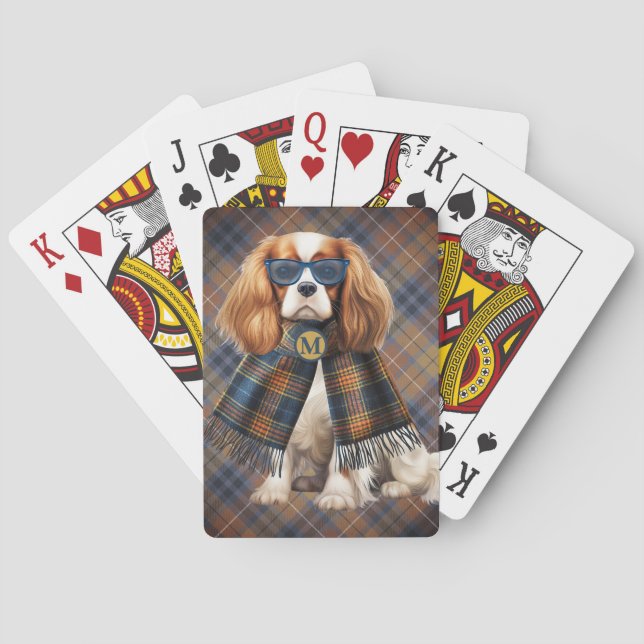 Baralho Cachorro Stylish Cavalier King Charles e Xadrez (Verso)
