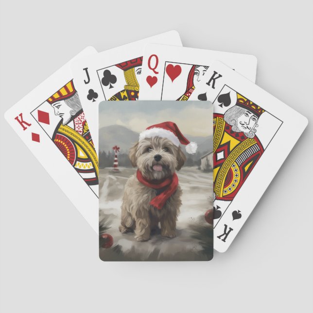 Baralho Cachorro Yorkipoo na Neve Natal (Verso)