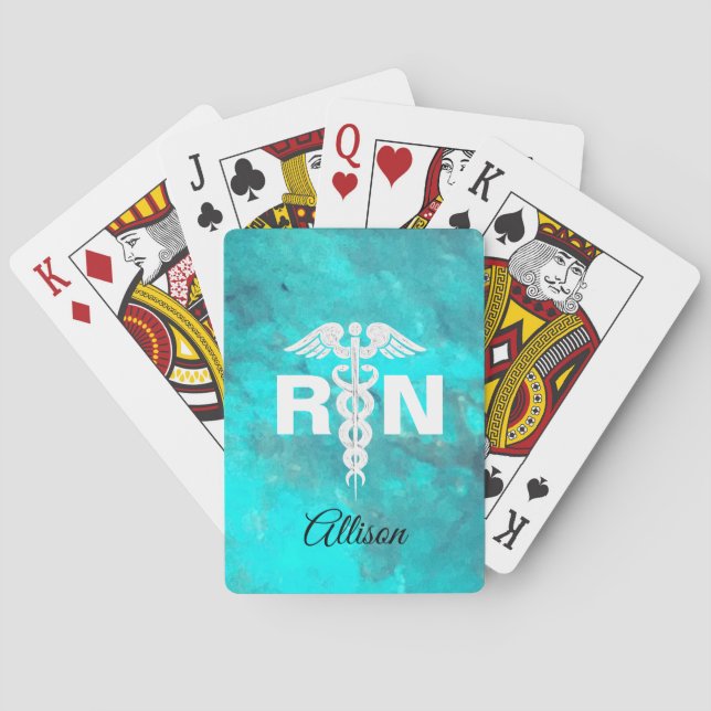 Baralho Caduceus personalizado do mármore de turquesa do (Verso)