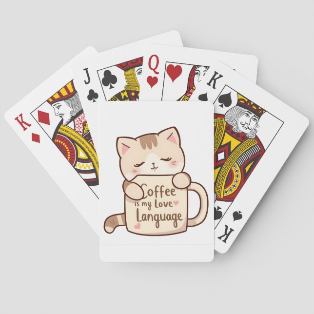 Baralho Café de Gato Fofo Linguagem do Amor (Verso)