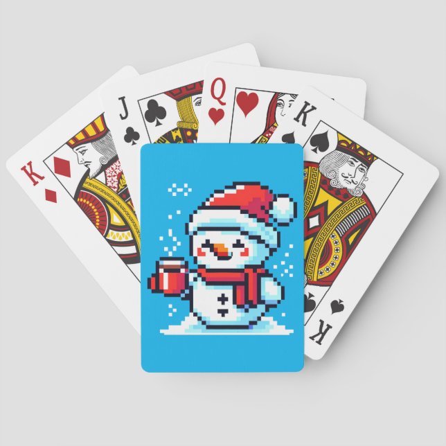 Baralho Café Snowman - Design de Natal Cozy Pixel Art (Verso)