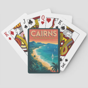Baralho Cairns Austrália Ilustração Arte de Viagem Vintage