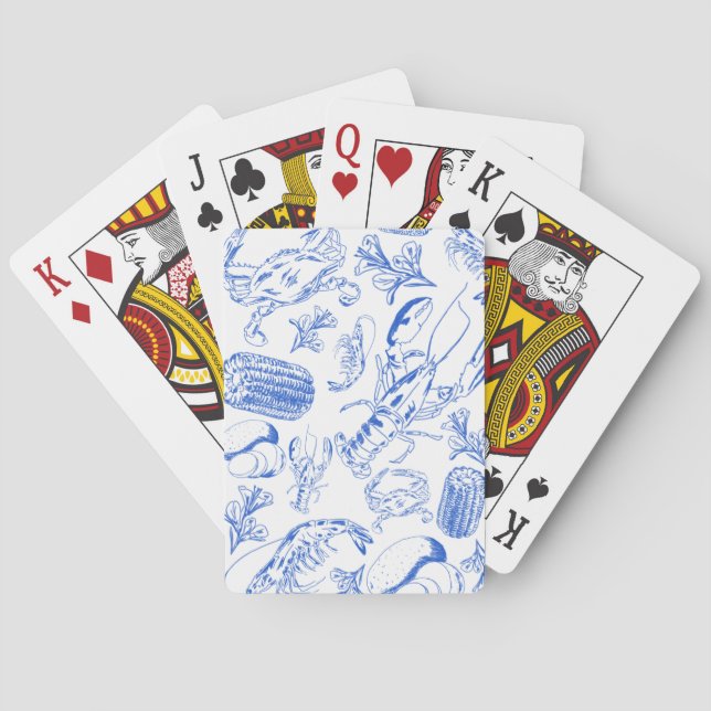 Baralho Cajun Seafood Boil - Arte Comida Costeira do Sul (Verso)