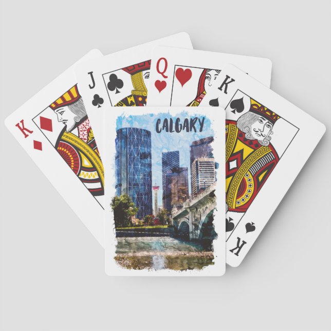 Baralho Calgary Alberta Cityscape Skyline (Verso)