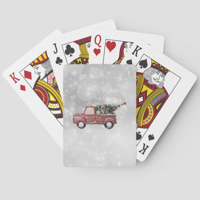 Baralho caminhão de colheita vermelho numa cinza bicyc de  (Verso)