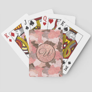 Baralho Camouflage Rosa Dourado Camo Glitter Glam Monogram