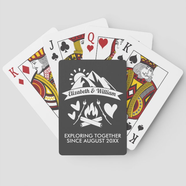 Baralho Camping casal montanha fogueira explorando juntos (Verso)