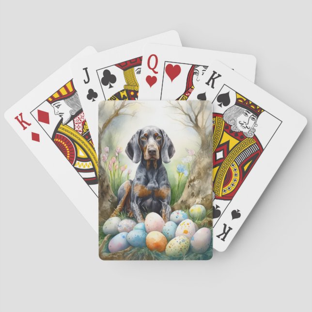 Baralho Cão Bluetick Coonhound com Ovos de Páscoa Feriado  (Verso)