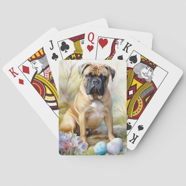 Baralho Cão Bull Mastiff com Ovos de Páscoa Feriado  (Verso)