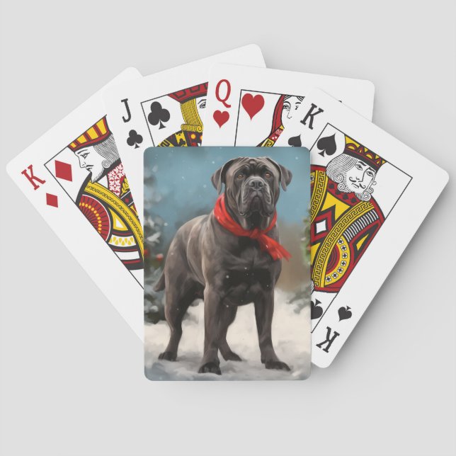Baralho Cão Cane Corso na Neve Natal (Verso)