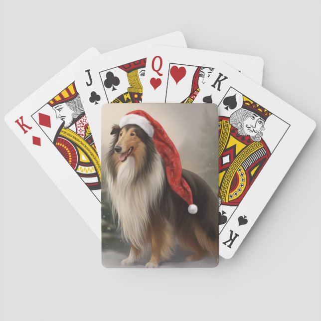 Baralho Cão Collie em Neve Natal (Verso)