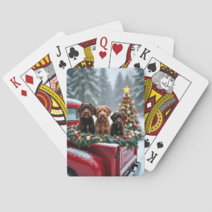 Baralho Cão de Água Português Caminhão Vermelho de Natal F