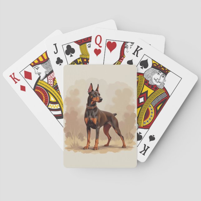 Baralho Cão Doberman Pinscher Marrom Ferrugem Vermelho (Verso)
