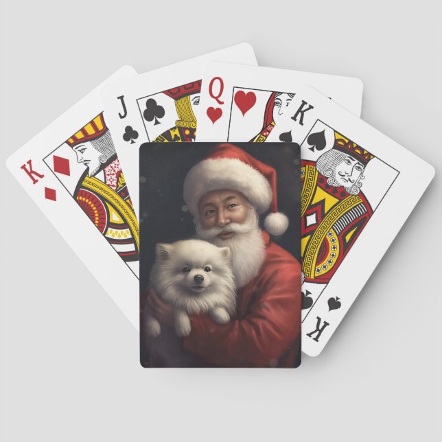 Baralho Cão Esquimó Americano com Papai Noel no Natal Fest (Verso)