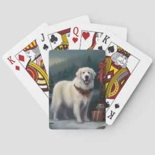 Baralho Cão Great Pyrenees na Neve Natal